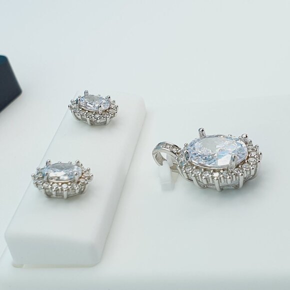 "925 Sterling Silver Cubic Zircon Jewelry Set, UU1P7A7043 - Picture 7 of 8